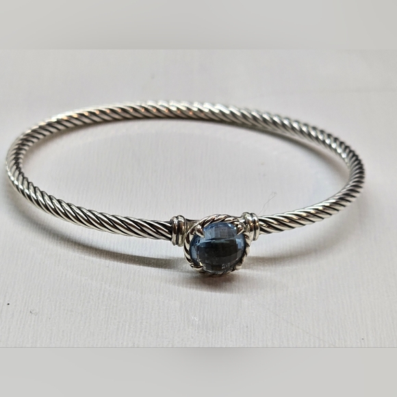 David Yurman petite Chatelaine sterling bracelet with blue topaz - Picture 4 of 11